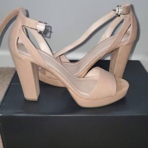 Tan Faux Suede Heels